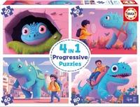 Puzzle Přátelští dinosauři 4v1 (20,40,60,80 dílků)