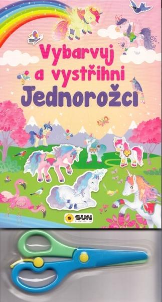 Vybarvuj a Vystřihni - Jednorožci - růžová