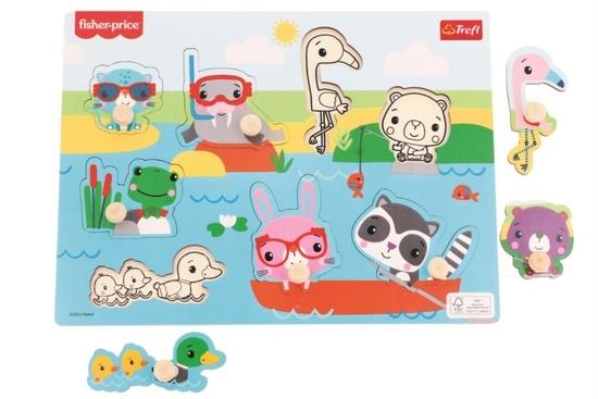 TREFL Dřevěná vkládačka Fisher Price Zvířátka u vody - 61536