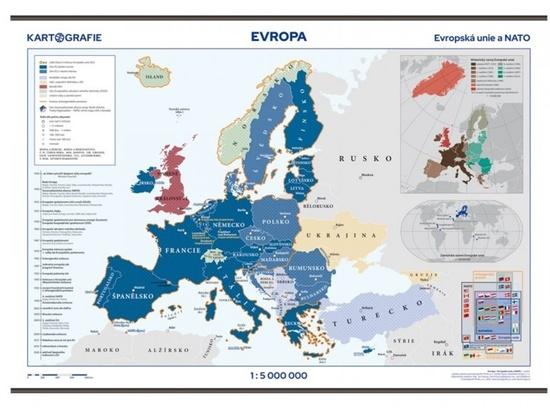 Evropa - Evropská unie a NATO 1:5 000 000 nástěnná mapa