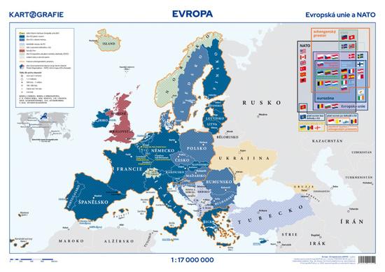Evropská unie a NATO (1 : 17 000 000)