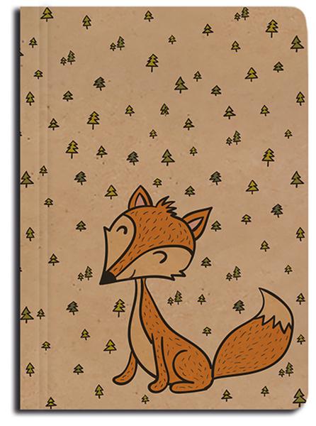 Notes linkovaný A6 kraft Liška