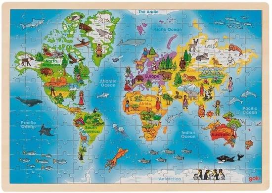 GOKI Dřevěné puzzle Náš svět 192 dílků - 57460
