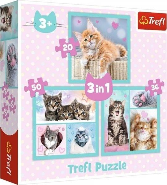 TREFL 34862 Puzzle Sladká koťátka 3v1 (20,36,50 dílků) - 34862