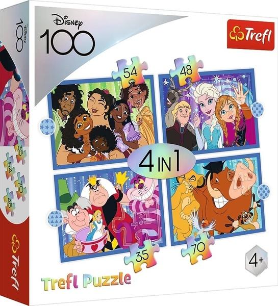TREFL Puzzle Disney 100 let: Disneyho veselý svět 4v1 (35,48,54,70 dílků) - 34618