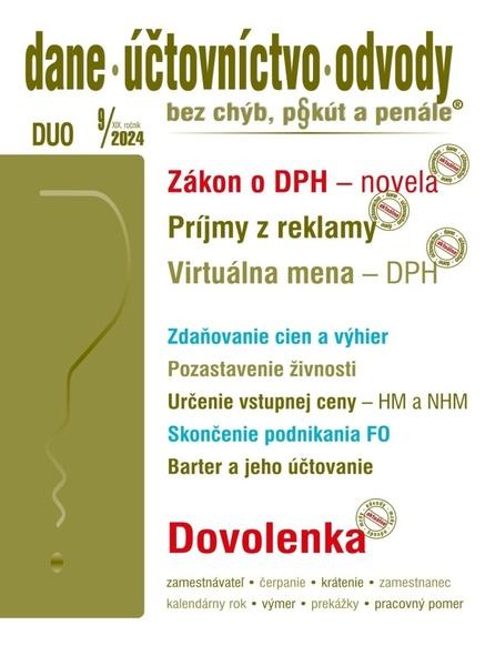 DUO 9/2024  – Dane, účtovníctvo, odvody bez chýb, pokút a penále