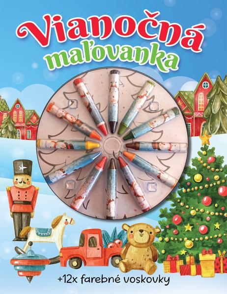 Vianočná maľovanka + 12 farebných voskoviek - 9788084449021