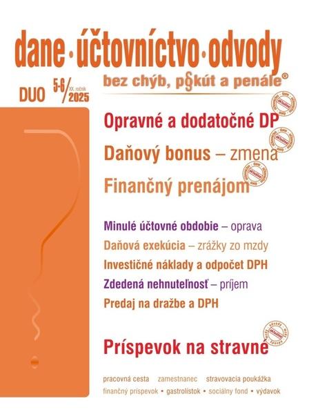 DUO 5-6/2025 – Dane, účtovníctvo, odvody bez chýb, pokút a penále
