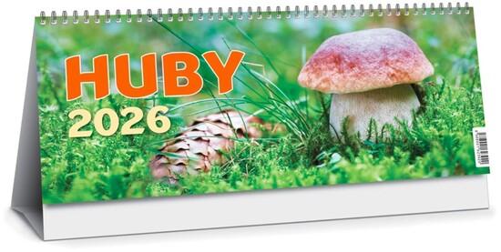 Huby 2026 - stolový kalendár (2-týždenný, riadkový)