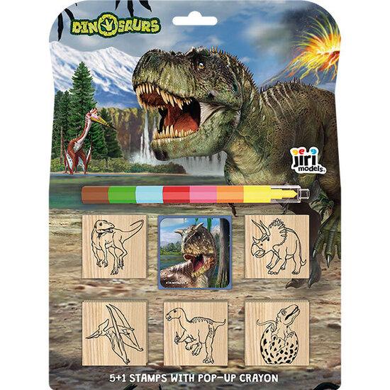 Razítka 5+1 s voskovkou - Dinosauři