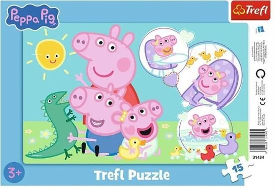 Puzzle Prasátko Peppa 15 dílků na podložce