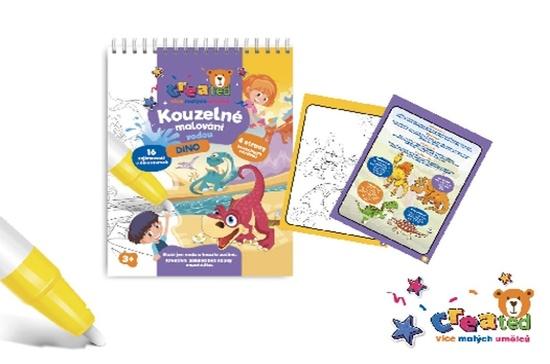 Kouzelné malování vodou – blok, 4 listy – Dinosauři