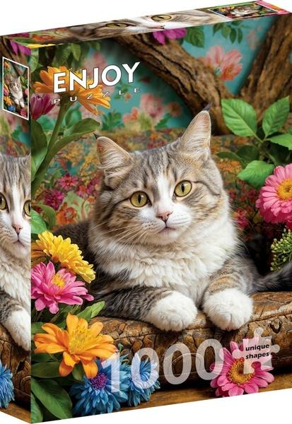 Enjoy puzzle Kočka v květinách 1000 dílků